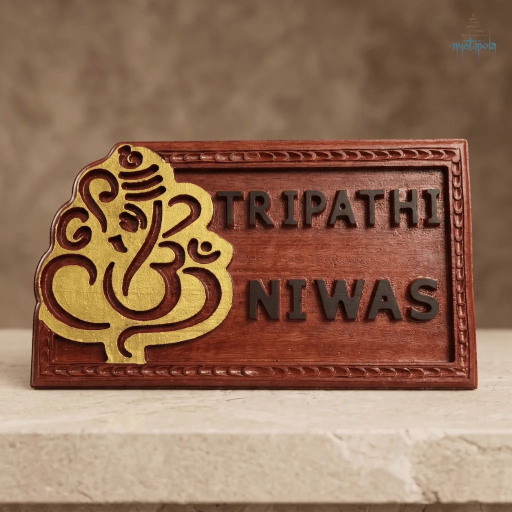 Custom carved wooden name plate