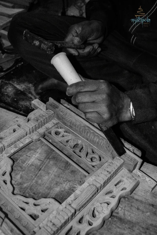 Leveling stage of woodcarving