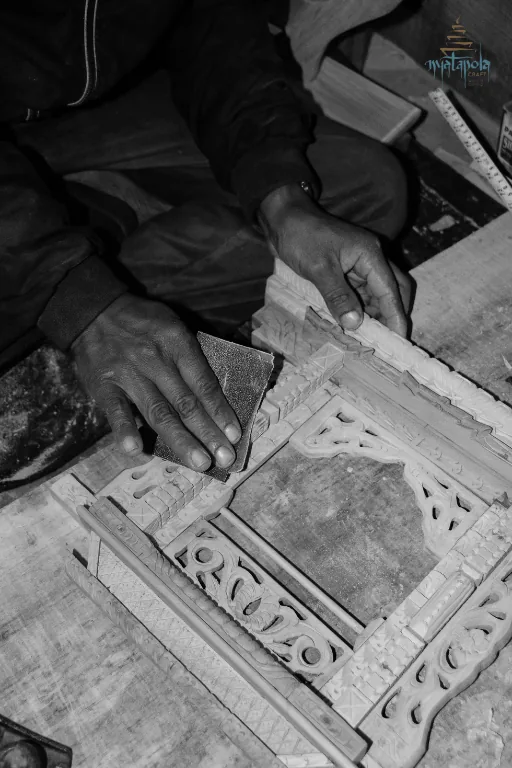 Sanding stage of woodcarving